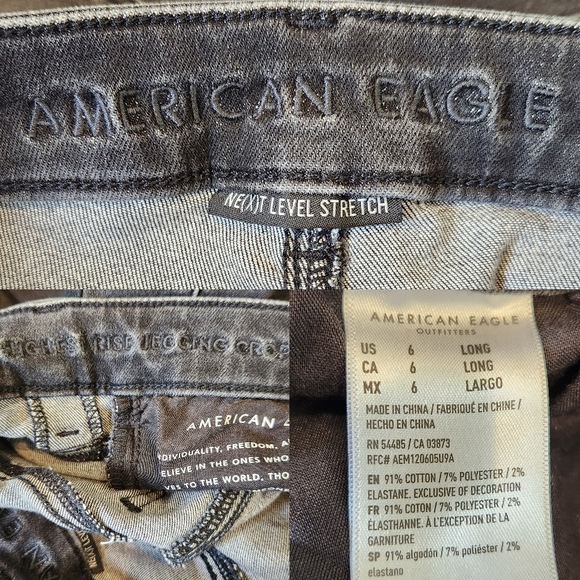 American Eagle Long Highest Rise Jegging Crop Next Level Stretch Black 6 Long - Picture 9 of 9